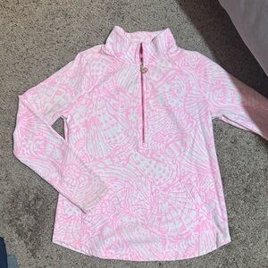 Pink Patterned Quarter-Zip Pullover